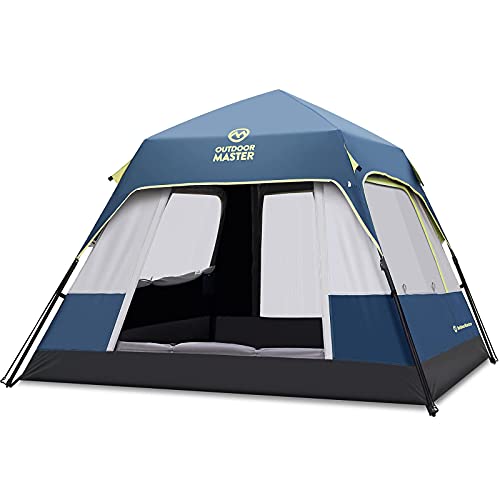 OutdoorMaster Tents, 4 6 8 Person Camping Tent with Dark Space Technology, Easy Setup in 60 Seconds, Weatherproof Pop Up Tent for Camping with Top Rainfly, Instant Cabin Tent