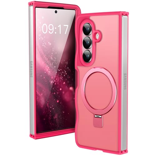 Image of Cute Wavy Magnetic Stand Case for Galaxy Z Fold 7 Fit for MagSafe, Hot Pink