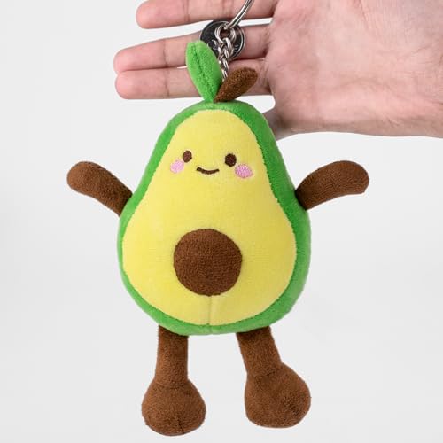 Image of Mirada Avocado Keychain Soft Plush Toy - 11cm |Cute Adorable Green Stuffed Mini Keyring for Kids, Boys & Girls | Super Soft Cuddly Plush Accessory Bag Charm
