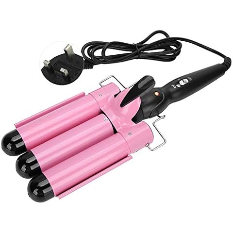 3 Barrel Curling Iron Wand, Electric Hair Waver, Wand Curling Iron, Hair Curling Iron, for Women & Men Long Hair & Mid-length Hair(Pink 32mm, Transl) Cover
