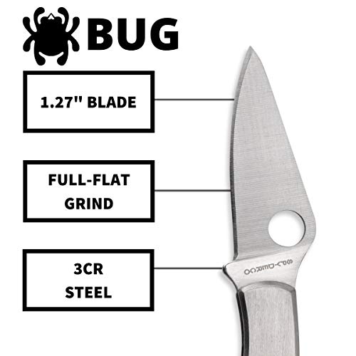 Spyderco Faca sem bloqueio de insetos com lâmina de aço 3CR de 3,16 cm e cabo de aço inoxidável durá
