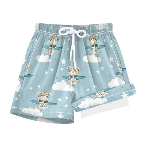 YANENDIE Boy Swim Trunks with Compression Liner Bears Goggles Pattern Boys Swim Shorts Quick Dry Beach Shorts
