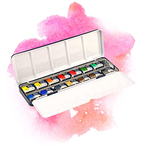 Aquarelle Peinture 7 Artists 14 Godets Сlassique Peinture Aquarelle Set | Palette Aquarelle | Peinture Aquarelle Adulte | Coffret Aquarelle | Boitier Aquarelle | Kit Aquarelle | Watercolor Cover