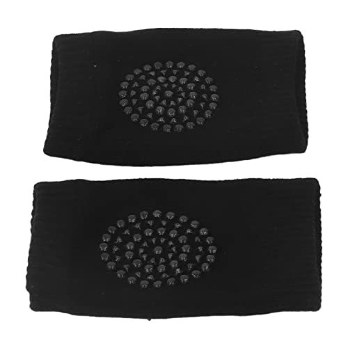 8 Pairs Crawling Baby Knee Pads,Unisex Soft Cotton Toddler Knee Protector,Kneepads With Dots for Infant (Black)3