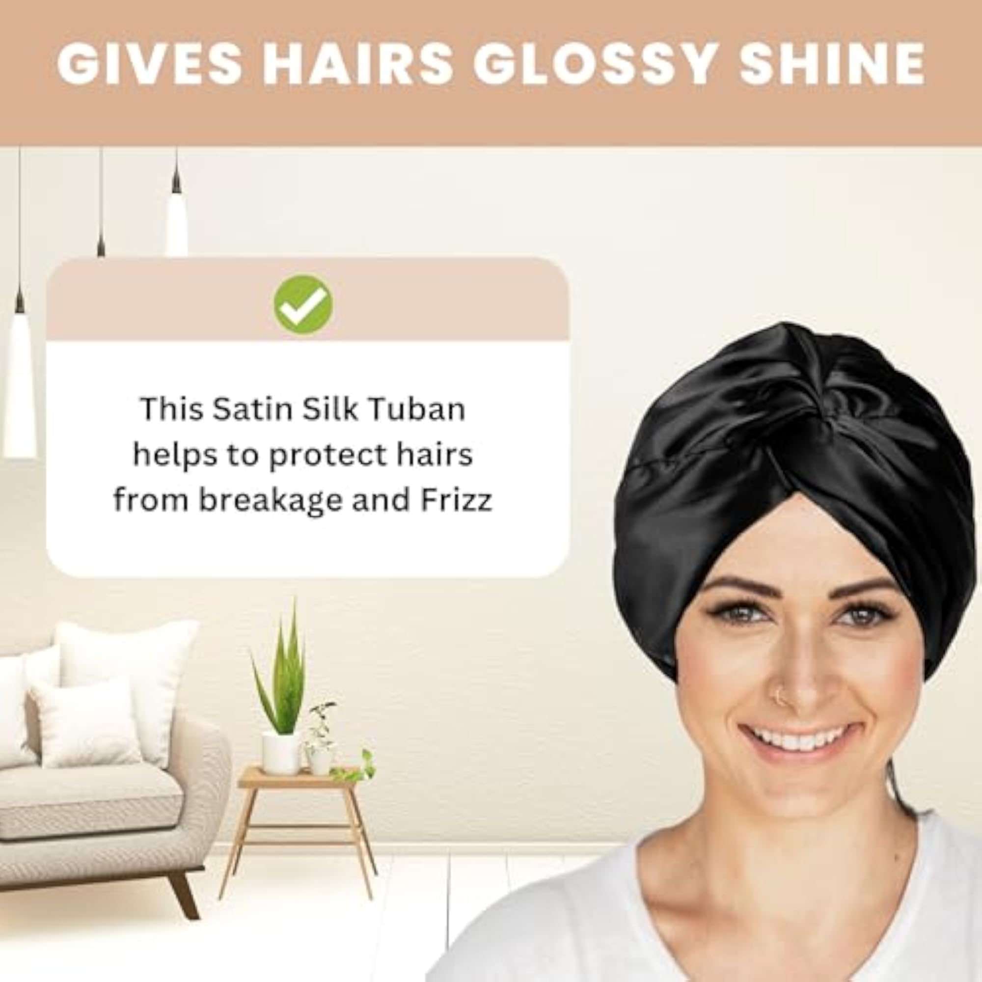 Silk Satin Reversible Sleep Cap with Adjustable Tie Band