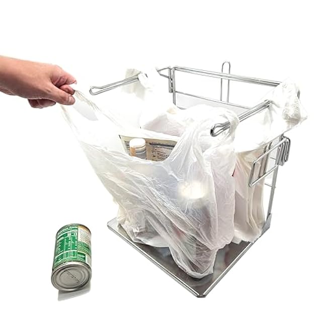 Plastic Grocery Bag Holder Stand - T Shirt Rack - Fits 11-1/2W x 6 D x 21 H - Includes 2 Reusable Shopping Bags