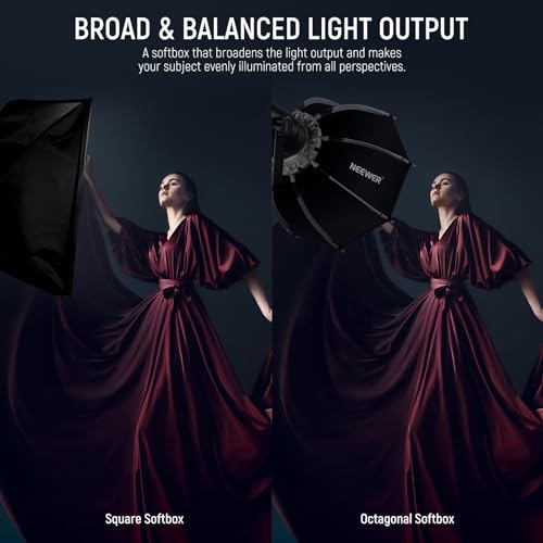 Image of NEEWER 18 inch /45cm Octagonal Softbox, Quick Release Bowens Mount Softbox with Honeycomb Grid, Light Diffusers, Bag for RGB CB60 CB60B CB200B MS60B MS60C MS150B S101-300W /400W Pro Vision 4 Q4, NS21P