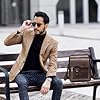Hjkiopc Men's Shoulder Bag PU Leather Messenger Bag Pack Business Satchel Side Bag Casual Handbag for Men Working Shopping School Daily Use (Brown-A2) #5