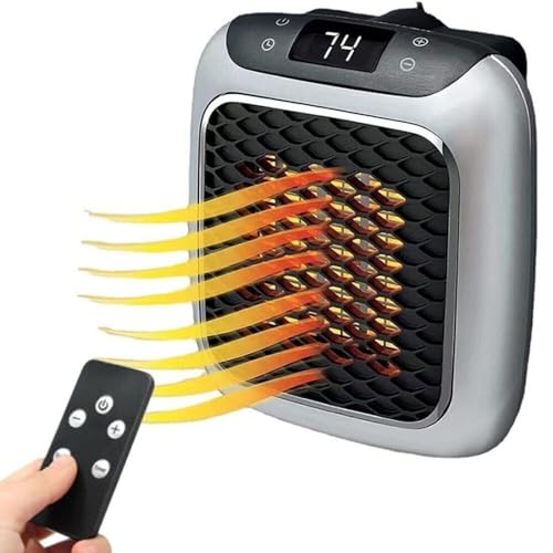 Amazm Remote Controlled Electric Fan Heater: 800W Electric Fan Heater with Adjustable Thermostat – Quickly Heats Bathroom, Office, and Home Indoor Spaces
