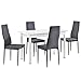 Produktbild [en.casa] Essgruppe mit 4 Stühlen 120x60cm Küchentisch in Weiß mit Design-Lehnstühlen Esszimmertisch mit 4er Set Polsterstühlen