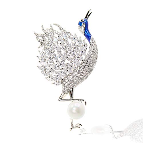 Jibsa Bird Brooch Pin Cubic Zirconia 10Mm Pearl Setting White Gold Filled Jewelry For Bird Lovers #TOP7