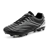 BETOOSEN Men's Firm Ground Soccer Cleats Shoes Professional Breathable Outdoor Training Football Shoes (14, Black)