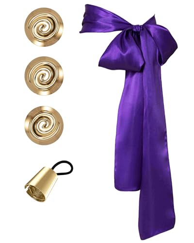 EQVYG 5PCS Halloween Costume Accessories Women Purple Belt Golden Spiral Brooch Hairband Princess Dress up Party for megara