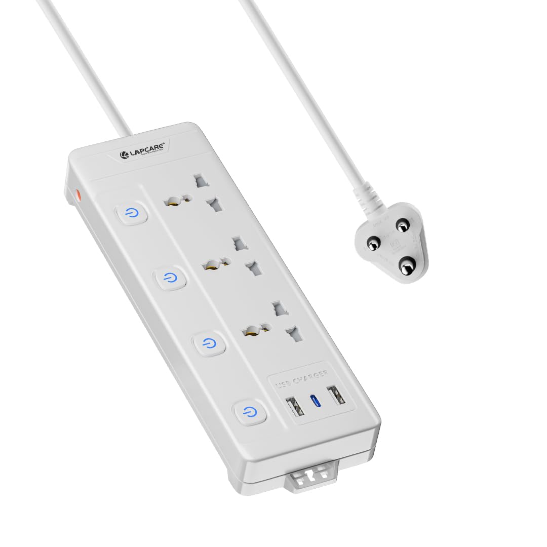 Lapcare Smart Surge Protector with Individual Switch, 250 Volts Extension Board, 3AC Socket 2500W, PD 20w & 2xUSB, 1.5M Copper Cord, Overload Protection, Safety Shutter, Durable PP Body-image-28