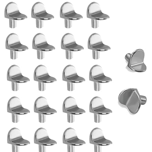 20 Pcs 5mm L-Shaped Shelf Support Pegs Cupboard Shelf Pegs Zinc Alloy Wardrobe Shelves Support Wood Glass Shelves Supports for Furniture Cabinet Bookcase Closet Wardrobe Cupboard