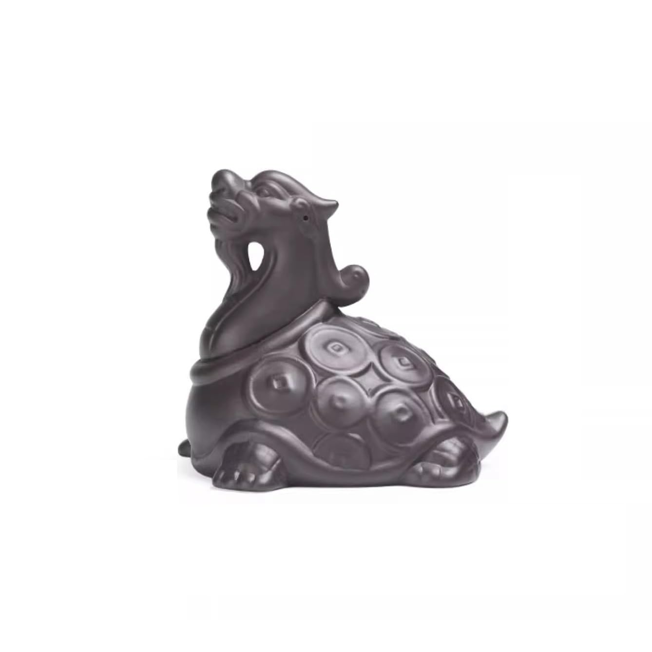 Statue Tortue Dragon faite main en sable violet pour service à thé de salon