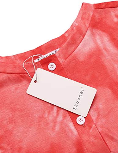 Ekouaer Womens Loungewear, 2 Piece Pajamas Set, Sleepwear, Red And White, Large #TOP1