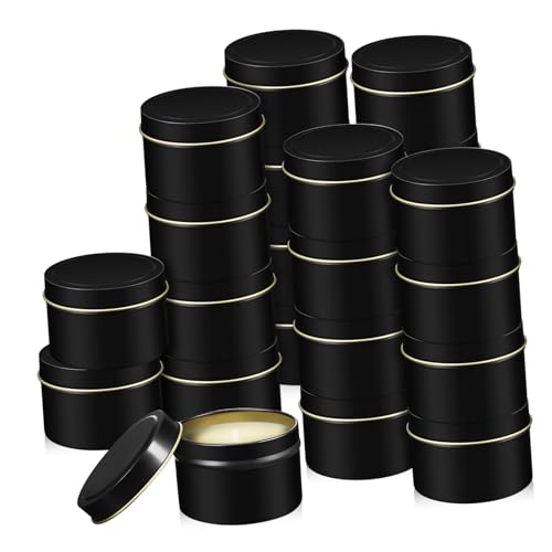 SOLUSTRE 24pcs Round Tinplate Candle Tins Candle Jars for Scented Elegant Design for Home for Various Occasions and Versatile Use