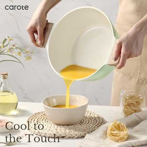 Image of CAROTE 21 Ceramic Cookware Set, Pots and Pans Set Non stick, Cook Ware Set Induction Kitchen Cooking Set Non-toxic Health Induction Cookware, PFAS Free