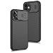 XTCASE Coque pour iPhone 12 / iPhone 12 Pro, Protection de la Caméra Étui avec Ultra Mince Coulisse Cache Objectif, Plastique Dur Housse Arrière Anti-Rayures Antidérapant - Noir