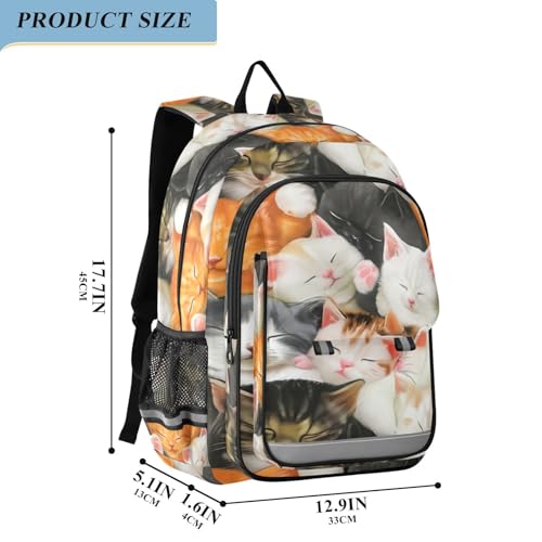 DOMIKING Cats Cats White Black Kids Backpack for Boys Girls School Backpack for Preschool Middle School Laptop Backpacks Bookbag for Toddler Men Women Travel2