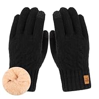 Viiotu Women's Warm Plush Winter Touchscreen Gloves - Fleece Lined, 9cm Elastic Cuff, 23.5cm Long, Stylish Cold-Weather Gloves for Ladies (Black, One Size)