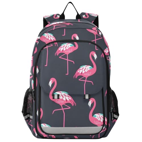 Sac à dos ordinateur portable collège motif flamant rose sac lycée noir B133