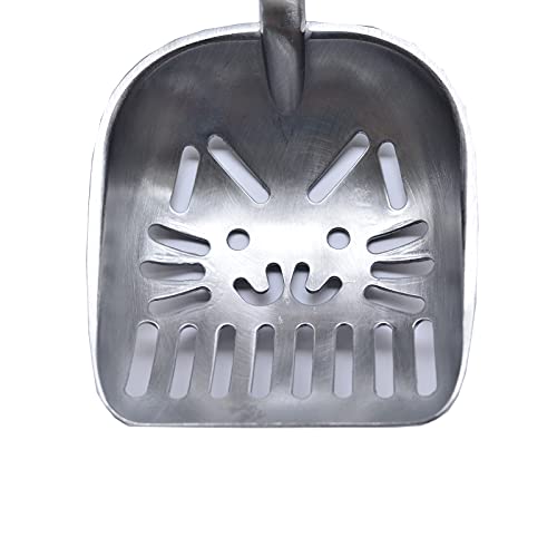 Mantouxixi Colher de areia para gatos, colher de areia de liga de alumínio sólido com alça preta de