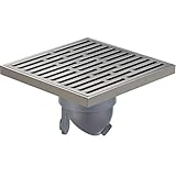 Shower Floor Drain 6 Inch Square Shower Floor Drain Removable Cover, Brass Bathroom Drainer with Hair Strainer for Kitchen Washroom Garage Basement(Brushed)