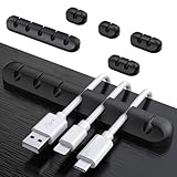 6 Pack Cable Holder Clips for Desk, Black Cable Clips for Office, Self Adhesive Cord Holder for Nightstand, Cord Clips for Phone Charger, Wire Organizers for Cords, Cable Management Clips for Computer