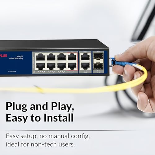 Image of CP Plus AI PoE Switch | 8 Gigabit PoE Ports + 2 Gigabit Uplink Ports + 2 SFP Slots | 120 W PoE Budget | H /W IP65 Outdoor | AI Watchdog & 6 kV Surge Protection [CP-ANW-GPU8G2F2-N12]