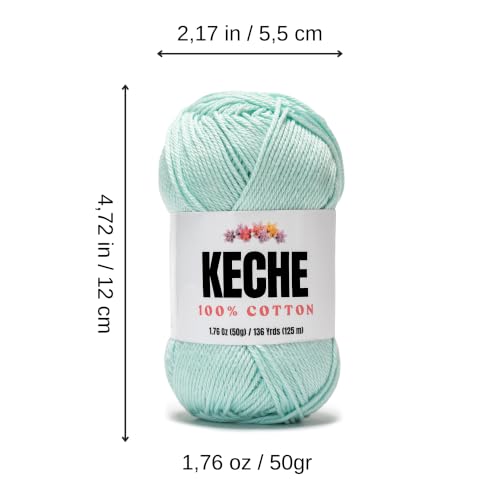 Image of Cotton Yarn - 100% Cotton Yarn for Crocheting and Knitting, Mercerized Cotton Amigurumi Yarn Fine-Sport 2 1.76 oz (50g) / 136 Yrds (125 m) 2 Skeins - Mint Green