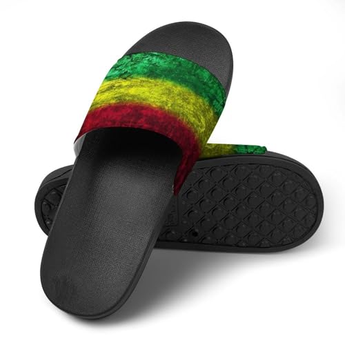 Red Yellow Green Rasta Flag House Slippers for Women Men Shower Slides Bathroom Sandals4