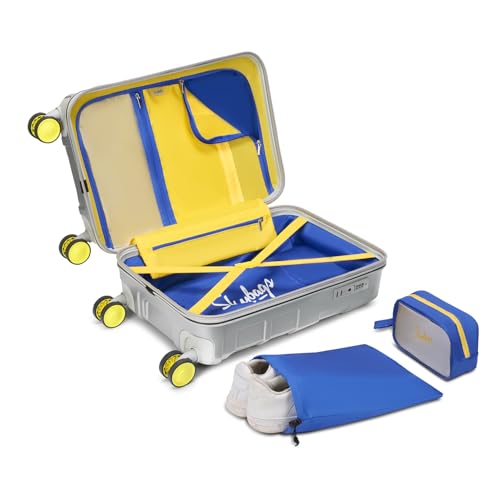 Image of Skybags Whistle Podu Cabin Trolley Bag 55cm | Small | Hard Luggage | Official CSK Edition 8-Wheel Suitcase | TSA Lock with Anti-Theft Zipper | Polycarbonate | 3 Years Warranty - Unisex (Silver)