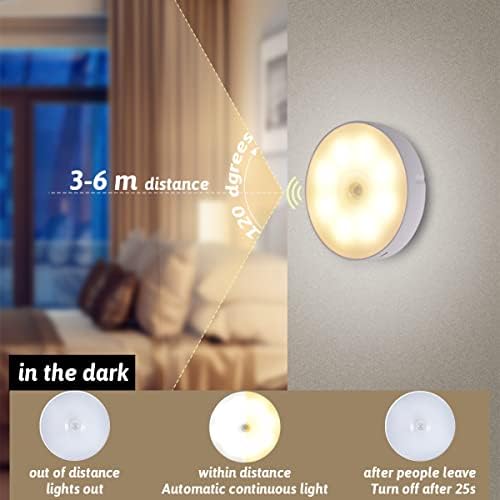 tannac LED Motion Sensor Night Light,4 Pack USB Rechargeable Smart Lights Indoors,Adjustable Brightness Warm&White Night Lighting for Baby/Kids/Children Room,Stairs,Hallway,Kitchen, Bedroom,Cabinets
