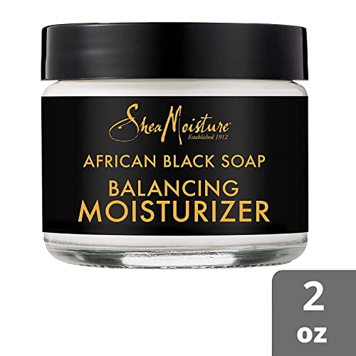 Sheamoisture Skin Care, Face Moisturizer, Authentic African Black Soap Balancing Moisturizer For Acne & Blemish Prone Skin, Tamarind Extract, Tea Tree Oil & Shea Butter, 2 Pack - 2 Oz Ea #TOP2