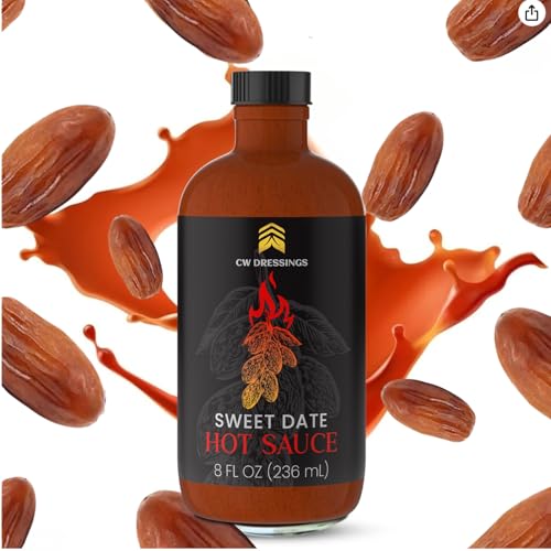 CW Dressings - Award-Winning Date Hot Sauce - Sweetened w/Deglet Nour Date Syrup | Vine Ripened Tomatoes, Cayenne, Chipotle, Scotch Bonnet, Guajillo & Black Peppers 8 Oz