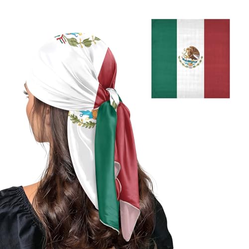 JIEASH Mexican Flag Head Scarf for Women Fashion Bandana Square Hair Wraps 35 Inches