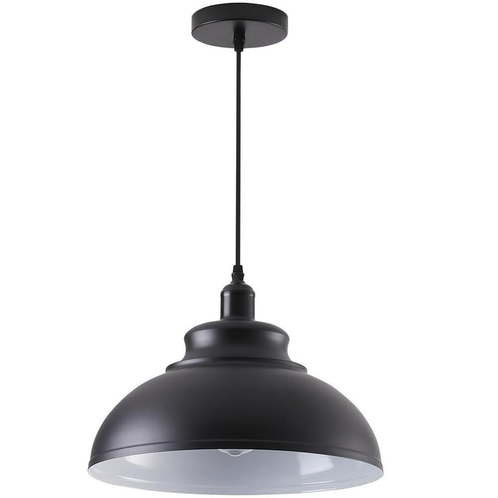 Lustre industriel noir E27 dôme de suspension moderne réglable