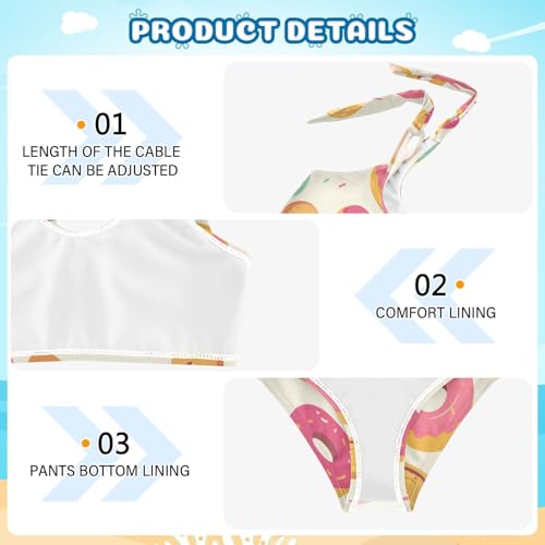 KLL Donuts Background Girls' 2 Piece Bikini Set Scoop Neck Swimsuits Swimming Suits Adjustable Strap4