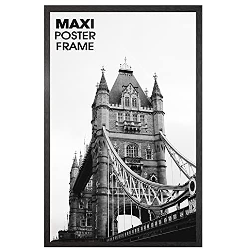 New Premium Designed Maxi Frame,61x91.5cm-EtonWood, 24 x 36 Inches Approx. Perfect for Wall Gallery Portrait Landscape Art Decor with Heavy Duty Backing and Shatter-Resistant Styrene (Black)