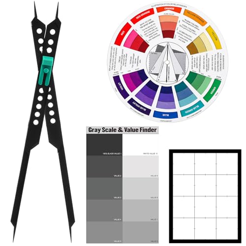 Rueda Buscadora de Colores para Artistas, Herramienta de Dibujo Divisor Proporcional Visor de 3 x 4 Pulgadas Buscador de Valor de Escala de Grises Kit de Herramientas de Dibujo de Bolsillo