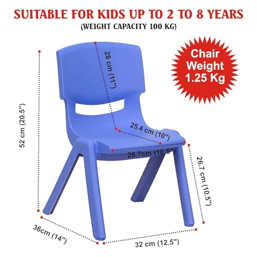 Image of Plastic Strong and Durable Kids Chair for Studying Dining Home Virgin Material Kids Chairs with Backrest for 2 to 5 Years | Sustain Upto 100 KG (Light Blue)