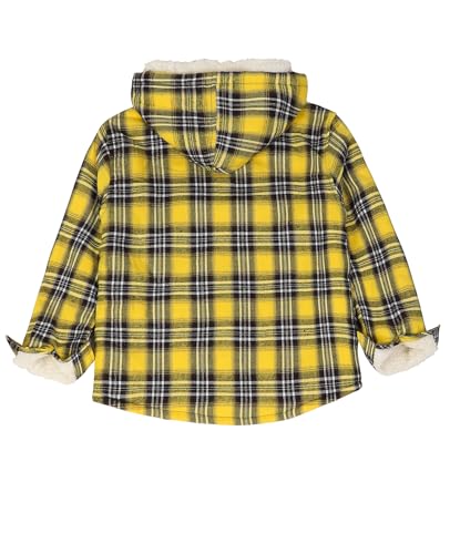 Image of ZENTHACE Boys Sherpa Fleece Lined Flannel Plaid Button Down Shirt Jacket,Hooded Flannel Shirt with Hand Pockets
