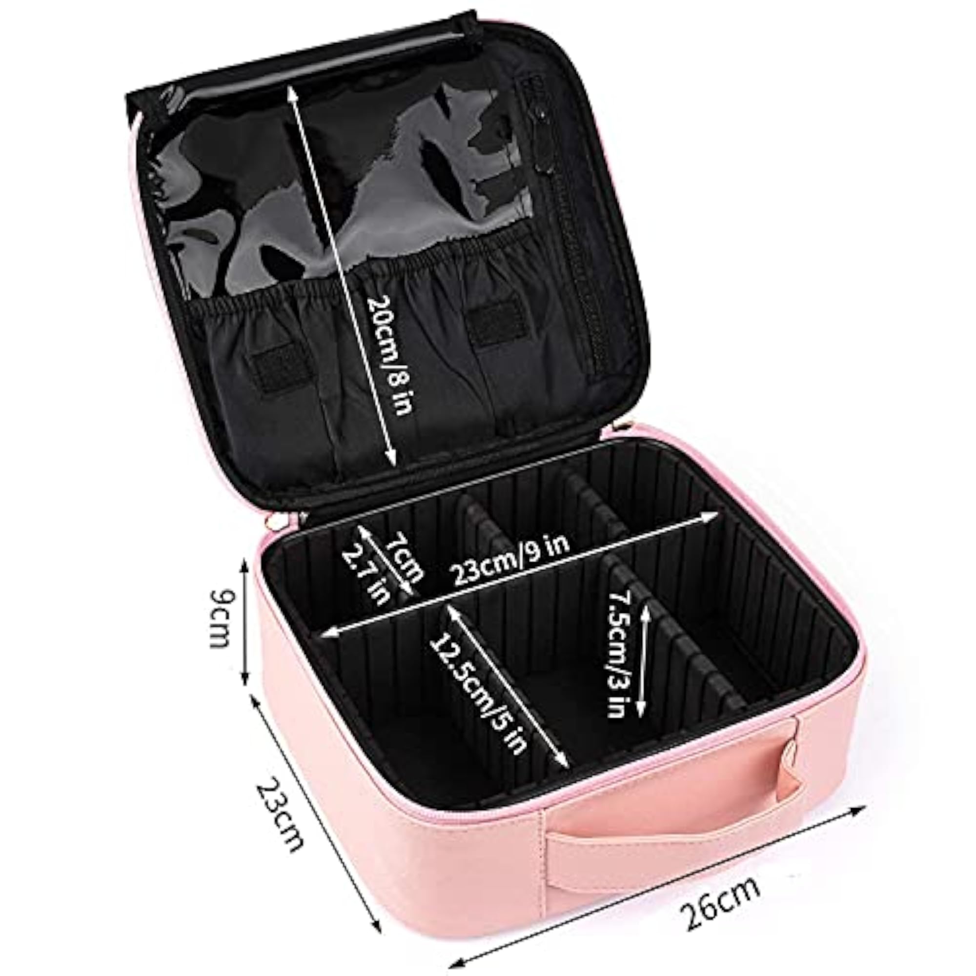Nylon Cosmetic Bag for Women, Makeup Organizer with Dividers