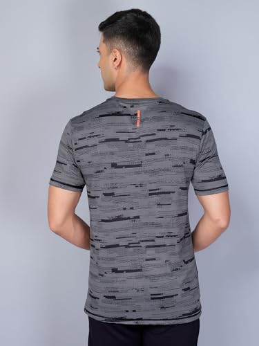 Image of TECHNOSPORT Men Polyester Regular Fit Half Sleeve Jacquard T-Shirt with Double Cool, Quick Dry & Anti Microbial for Sports, Running & Casual Use