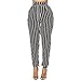 Produktbild Paperbag Hose Schwarz Weiss Gestreift Lang Elegant Bundfaltenhose Mädchen Streifen Hoher Bund Slim Fit Freizeithose Damen High Waist Mit Gürtel Hosen Bleistifthose (Schwarz,S)