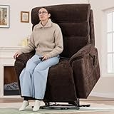 DYNOX 500lbs Big Man Lift Chair, Extra Large Wide Oversized Tri-Motor Power Lift Recliner for Elderly with Heat & Massage (9398, Chenille, Brown)