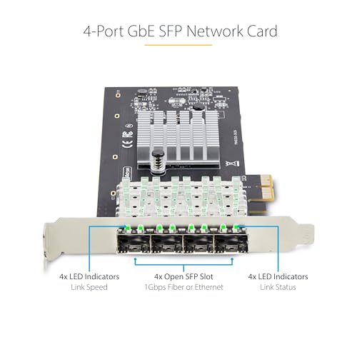 Image of StarTech 4-Port GbE SFP Network Card, Intel I350-AM4, PCIe 2.0X 2 (x4, x8