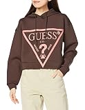  Felpa donna Guess Alisa hooded con cappuccio e logo frontale marrone ES22GU21 V2RQ10KAMN2